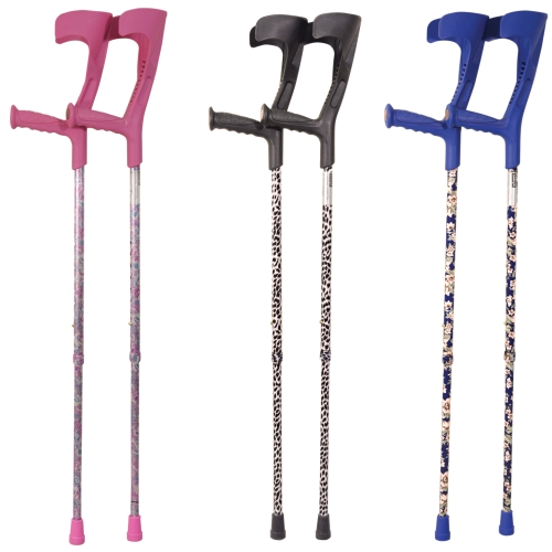 Aidapt Forearm Crutches, Forearm Crutches, Deluxe Patterned Forearm Crutches, Walking Aid, Crutches, Blue Crutches, Black Crutches, Pink Crutches, Mobility Aid, Mobility,