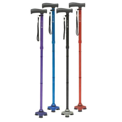 Hurrycane All Terrain Cane, Freedom Edition, Hurrycane Walking Cane, Hurrycane Walking Stick, Hurrycane, Walking Aid, Mobility Aid, Lightweight, Drive, Drive Devilbiss, Drive Medical. Freestanding Design, 360 Degree Pivoting Head, Solid aluminium shaft, Lightweight Walking Stick, Black, Red, Purple, Blue, Walking Stick, Walking Cane