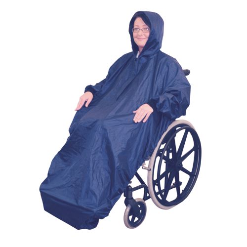 Aidapt, Navy Wheelchair Mac with sleeves, Waterproof, Weatherproof, Universal Sizing, Wheelchair Rain Cover